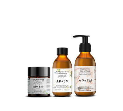 Renew Capsules × Purify Tea Tree Face Scrub × Replenish Glow Mask