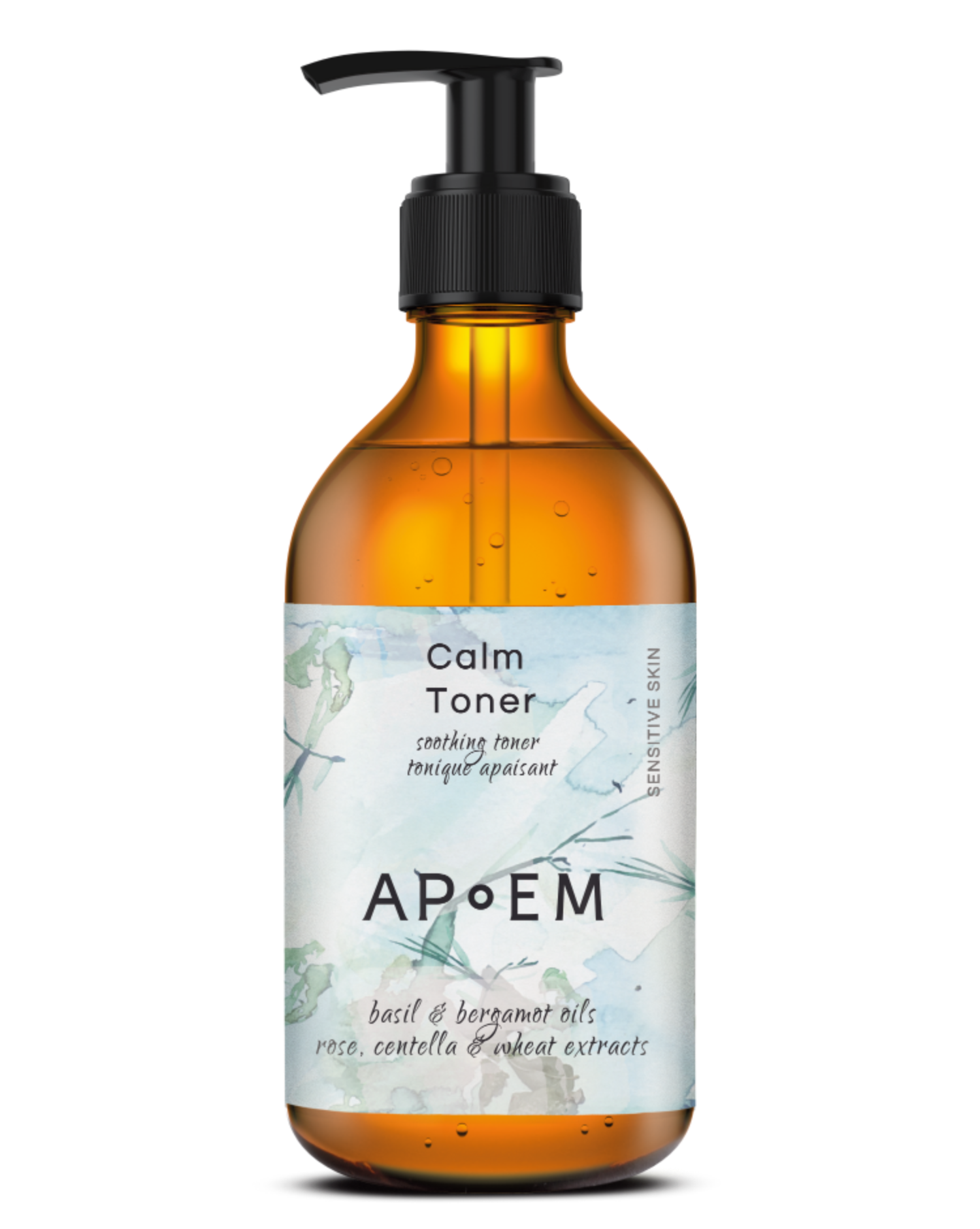 Rebalancing and normalizing toner for all skin types, ideal for sensitive skin. Infused with bergamot and basil for a summer fresh scent, and featuring rose, centella, ginkgo, and wheat for refreshing, moisturizing, stimulating, protecting, and soothing effects